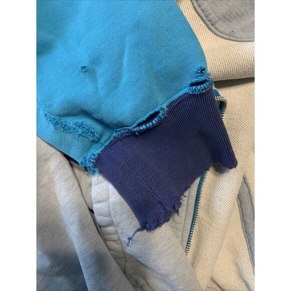 Nike Mens Blue White Long Sleeve Distressed Zip Up Hoodie Jacket Medium - Picture 6 of 7